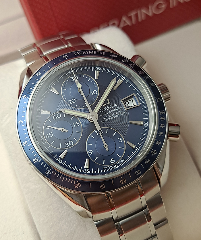 BLUE Omega Speedmaster Automatic Date Wristwatch Ref. 3212.80